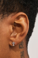 Polished Cross Earrings - 8mm - White