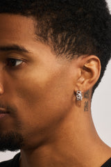 Polished Cuban Link Hoop Earrings - 12mm - White