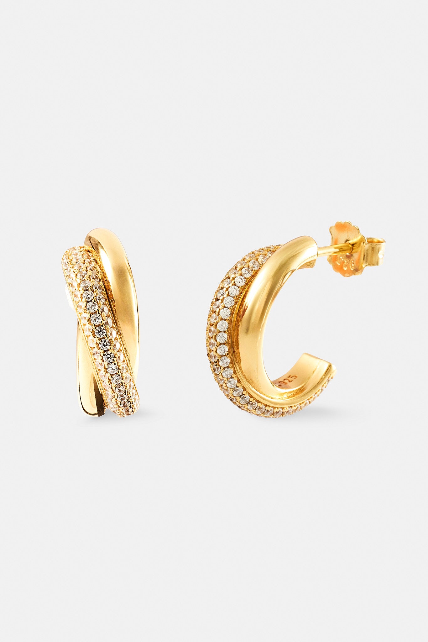 Polierte und eisbesetzte Cross-Over-Creolen – 20 mm