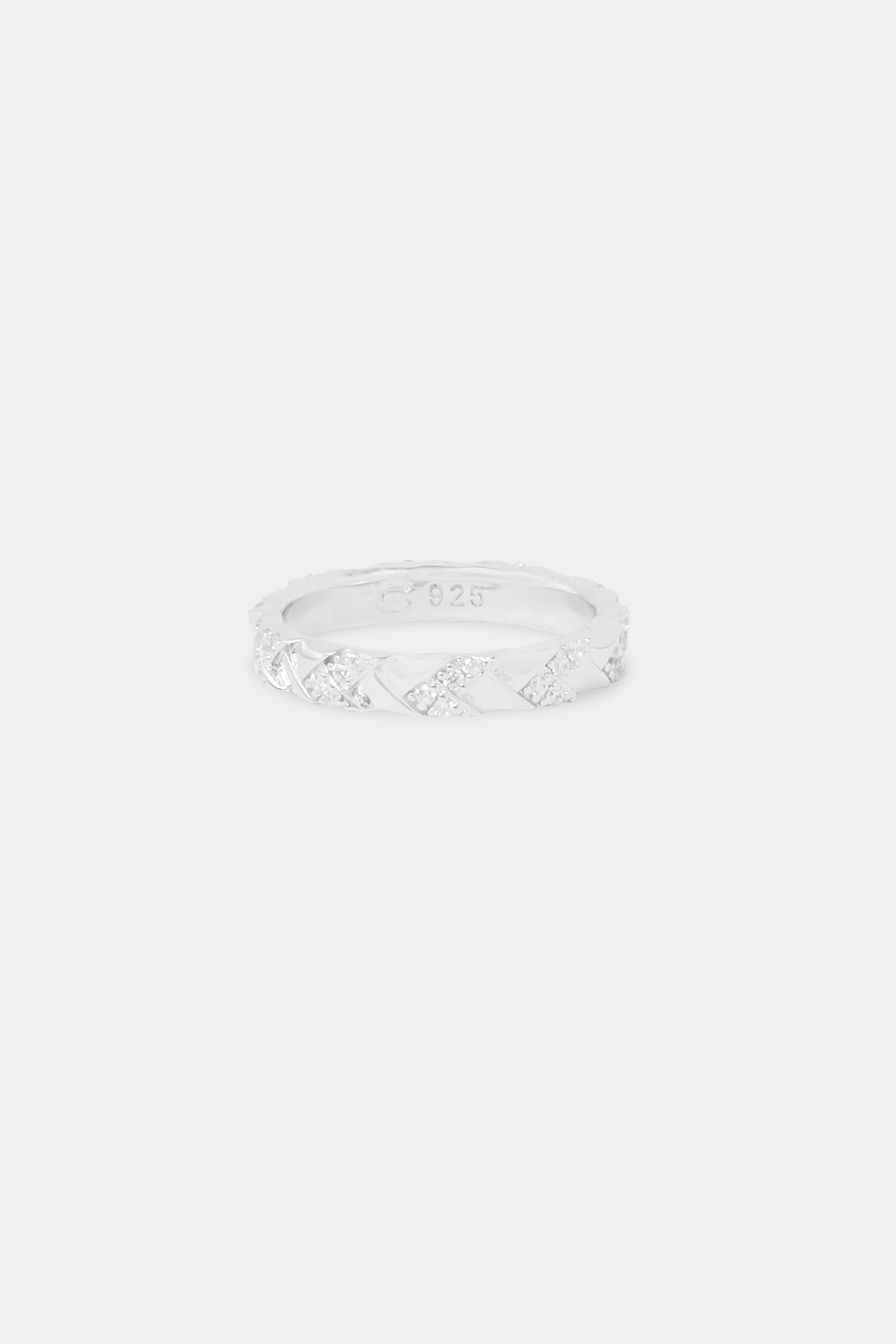 Polished & Iced Woven Ring - 4mm - White