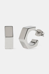 Polished Pentagon Hoop Earrings - 15mm - White