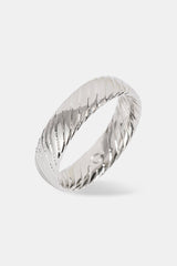 Polished Ribbed Band Ring - 6mm - White