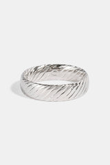 Polished Ribbed Band Ring - 6mm - White