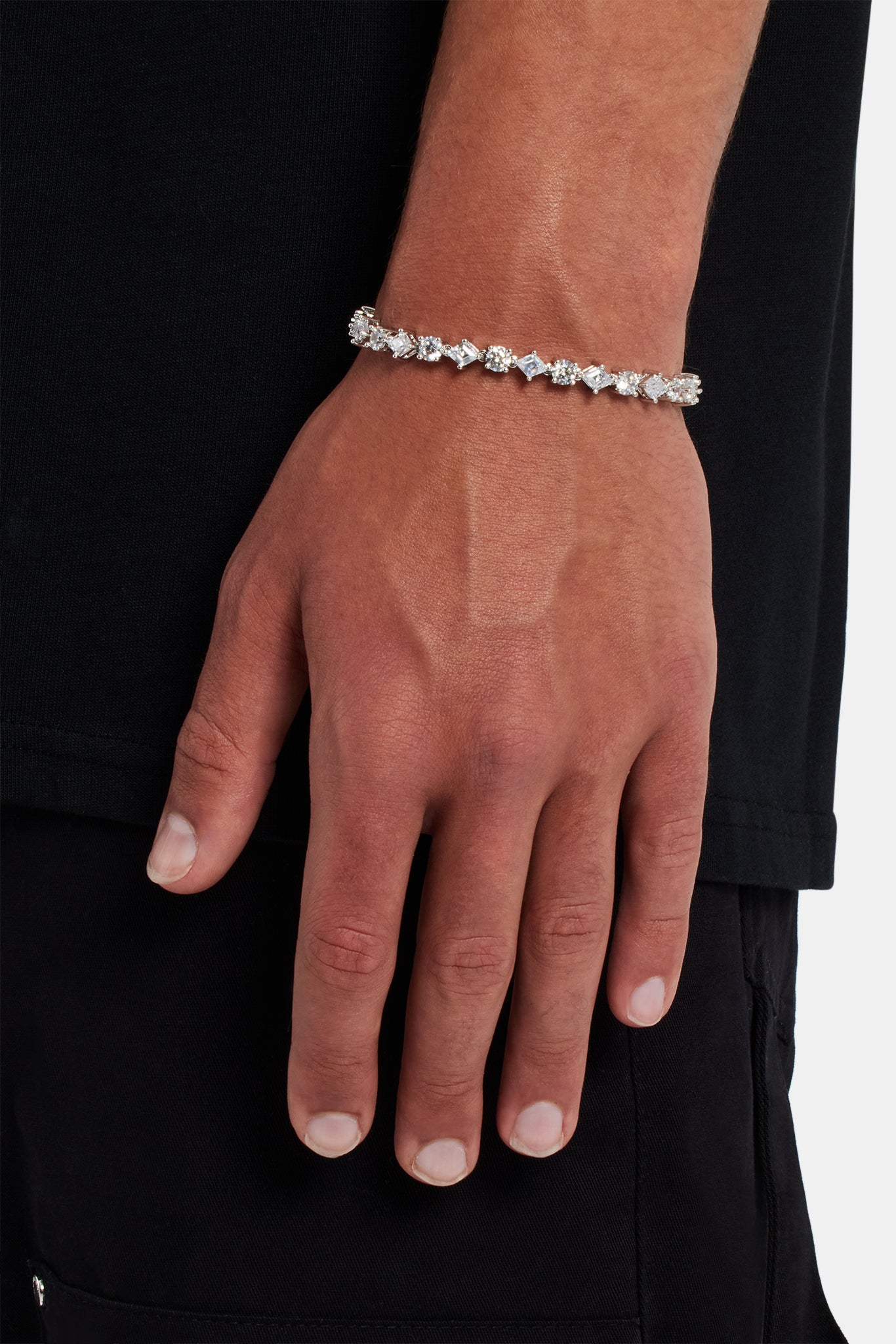 Tennisarmband mit rundem Cluster und Diamanten – 6 mm