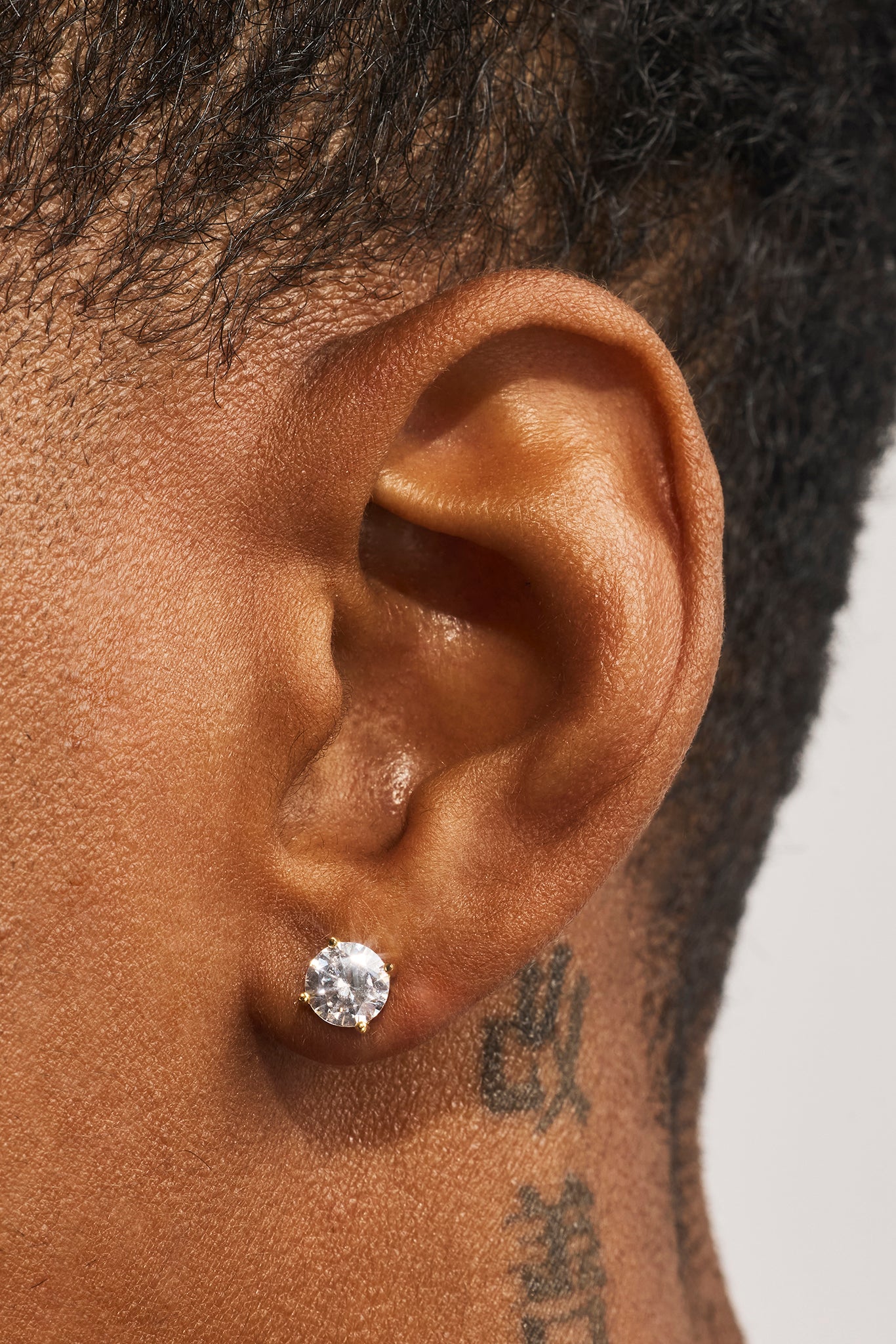 7mm Iced Cluster Stud Earrings & 6mm Round Cut Stud Earrings - Gold
