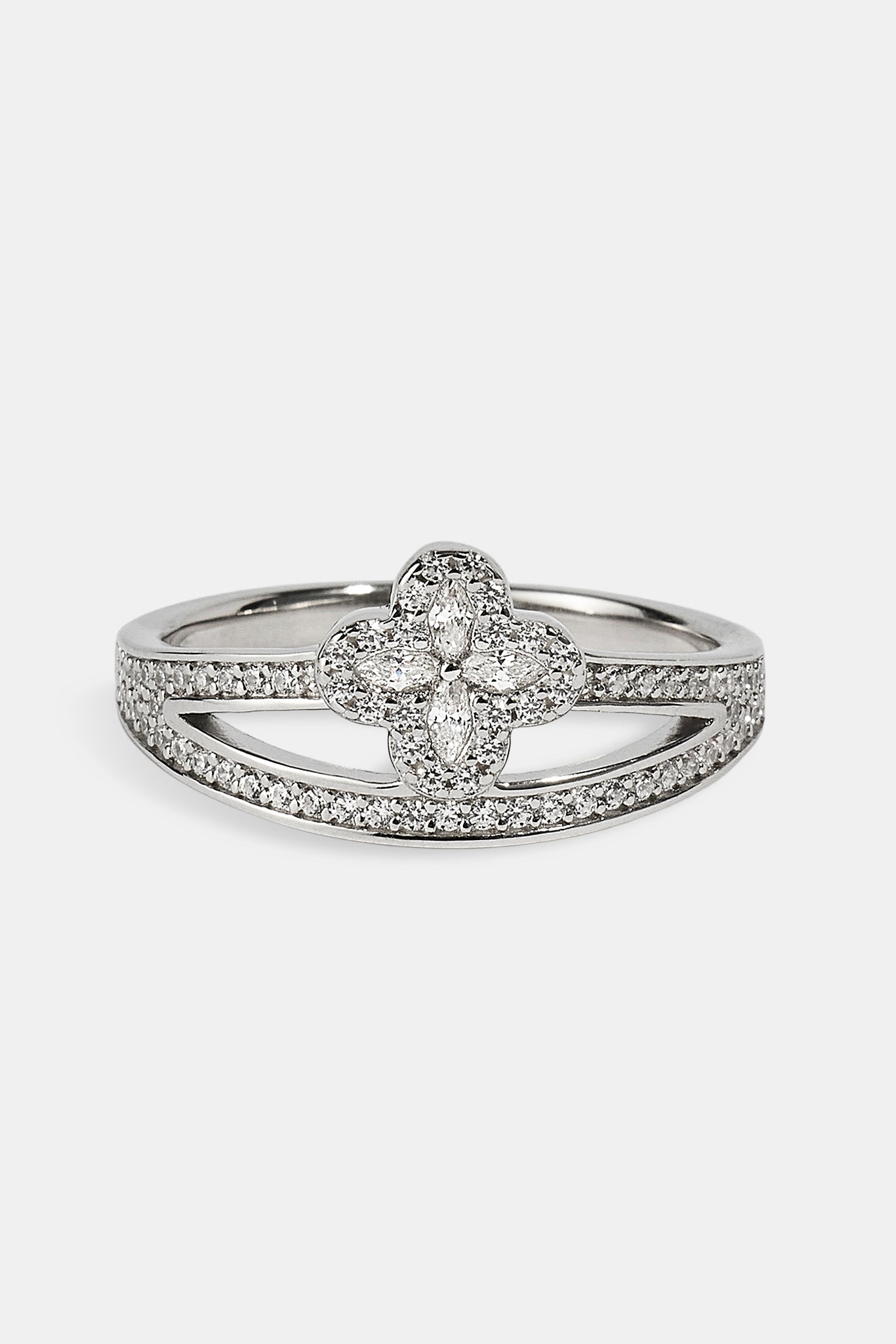 Double Band CZ Motif Ring - 5mm - White