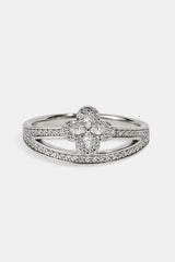 Double Band CZ Motif Ring - 5mm - White