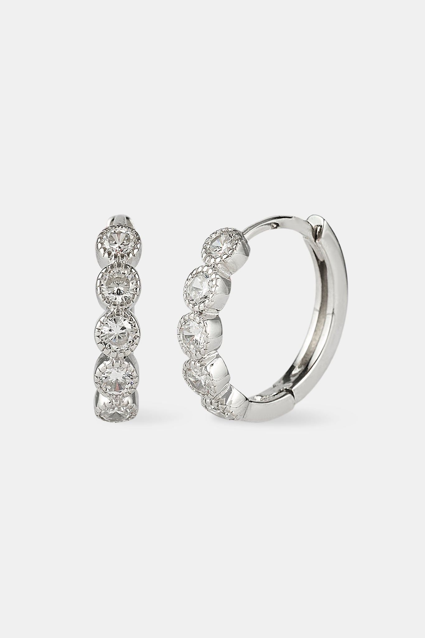 Circle Cluster Hoop Earring - 12mm - White