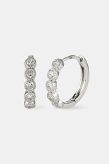 Circle Cluster Hoop Earring - 12mm - White