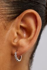 Circle Cluster Hoop Earring - 12mm - White