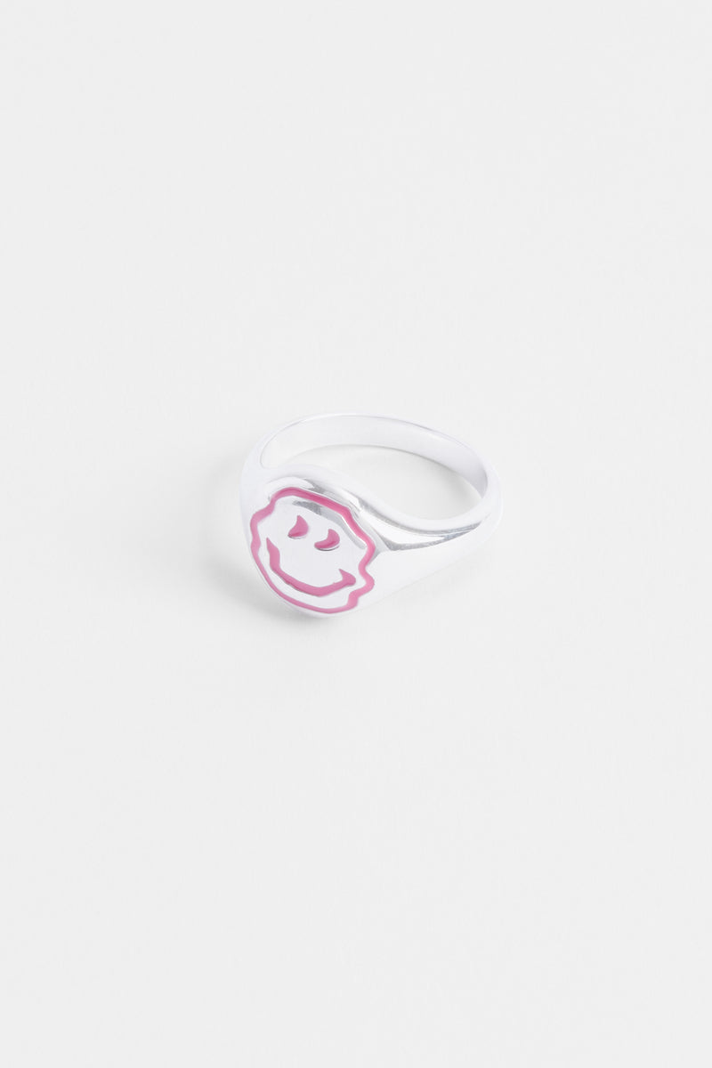 Pink Drippy Face Signet Ring