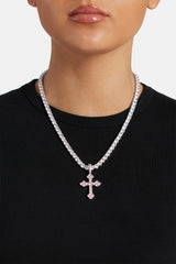 Pink Iced Celtic Cross Pendant