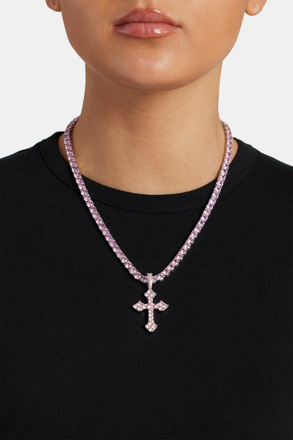 Pink Iced Celtic Cross Pendant