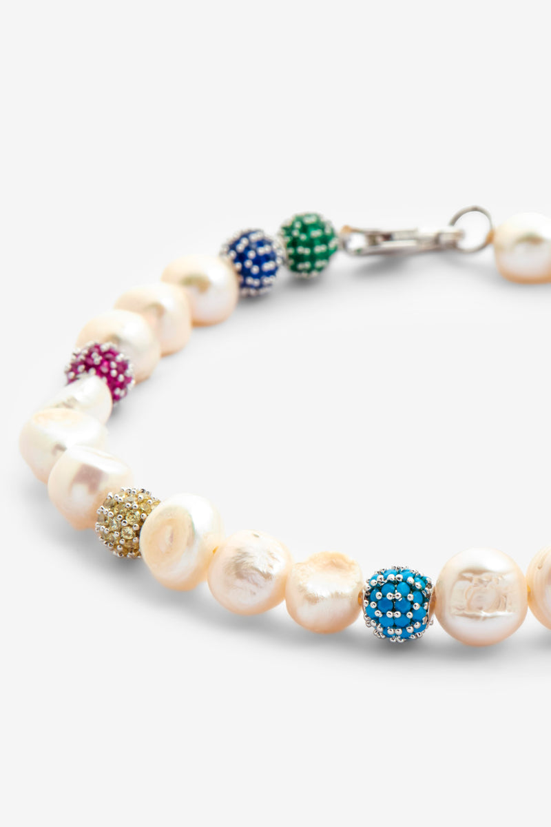 Pearl And Iced Multi Colour Bracelet