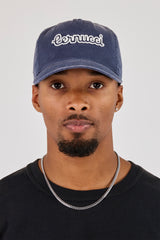 Washed Logo Outline Embroidered Cap - Navy