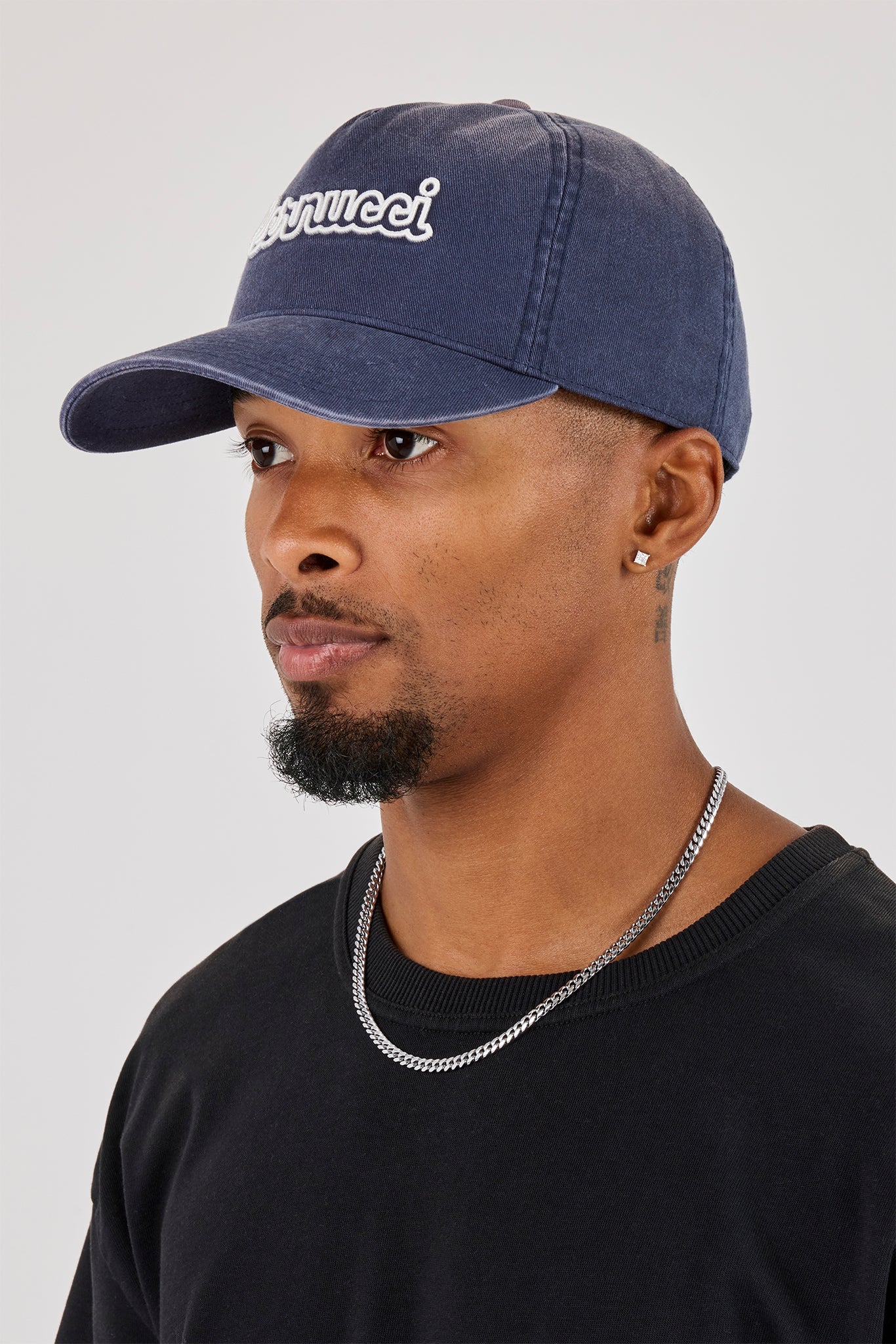 Washed Logo Outline Embroidered Cap - Navy