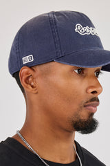 Washed Logo Outline Embroidered Cap - Navy