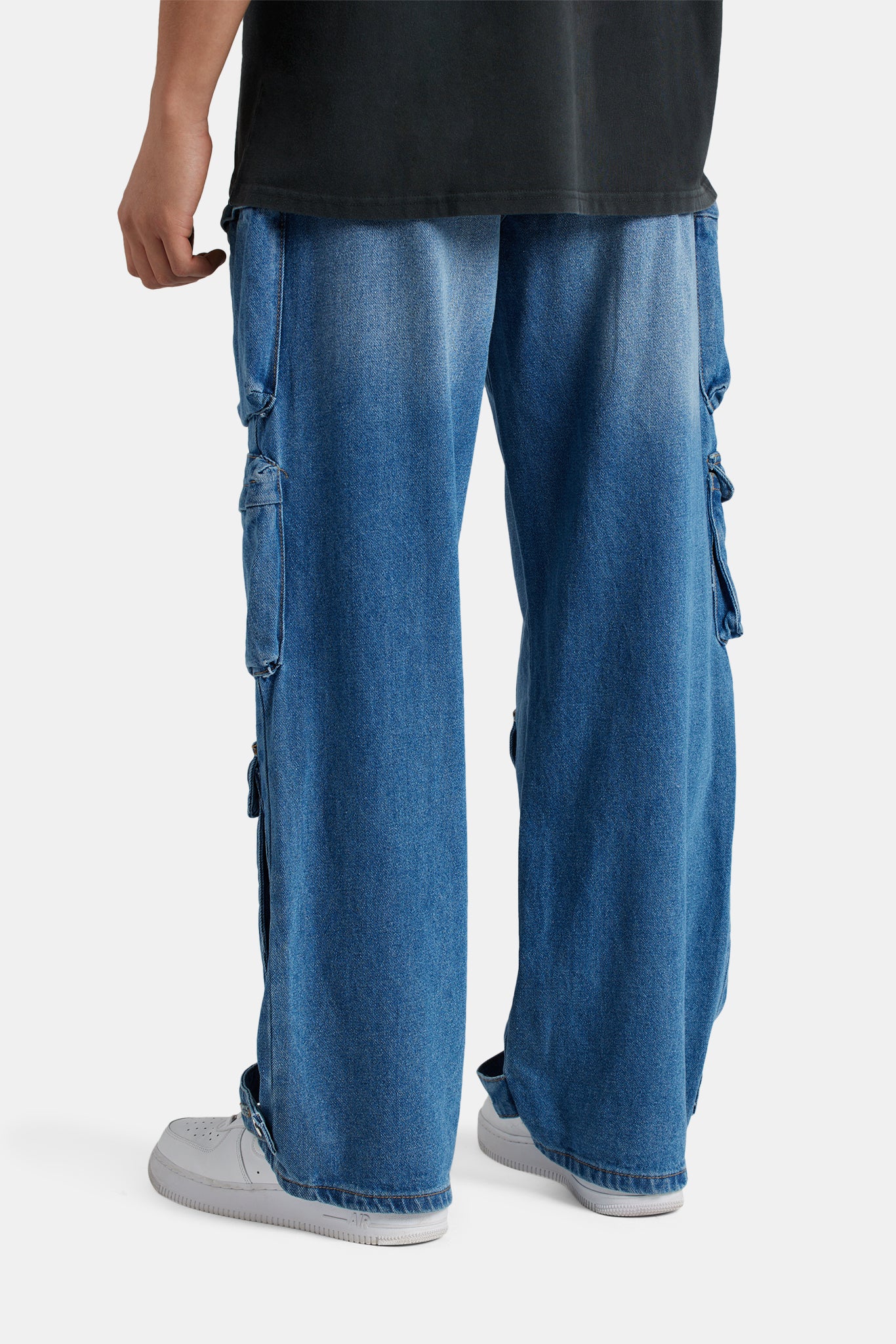 Baggy Utility Cargo Jeans - Mid Blue | Mens Denim | Shop Jeans at