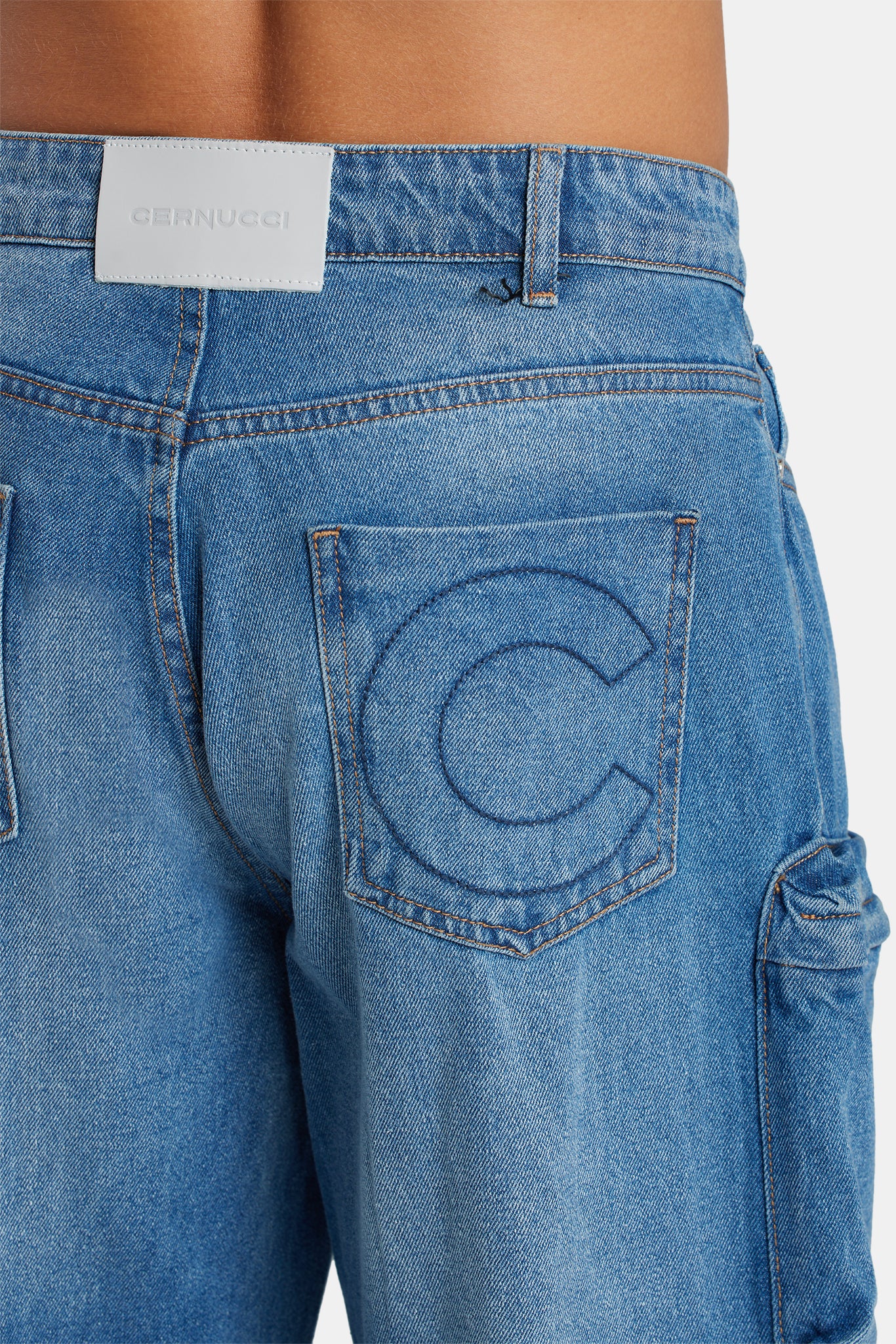Baggy Utility Cargo Jeans - Mid Blue | Mens Denim | Shop Jeans at