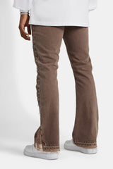 Carpenter Panelled Flare Fit Jeans - Brown