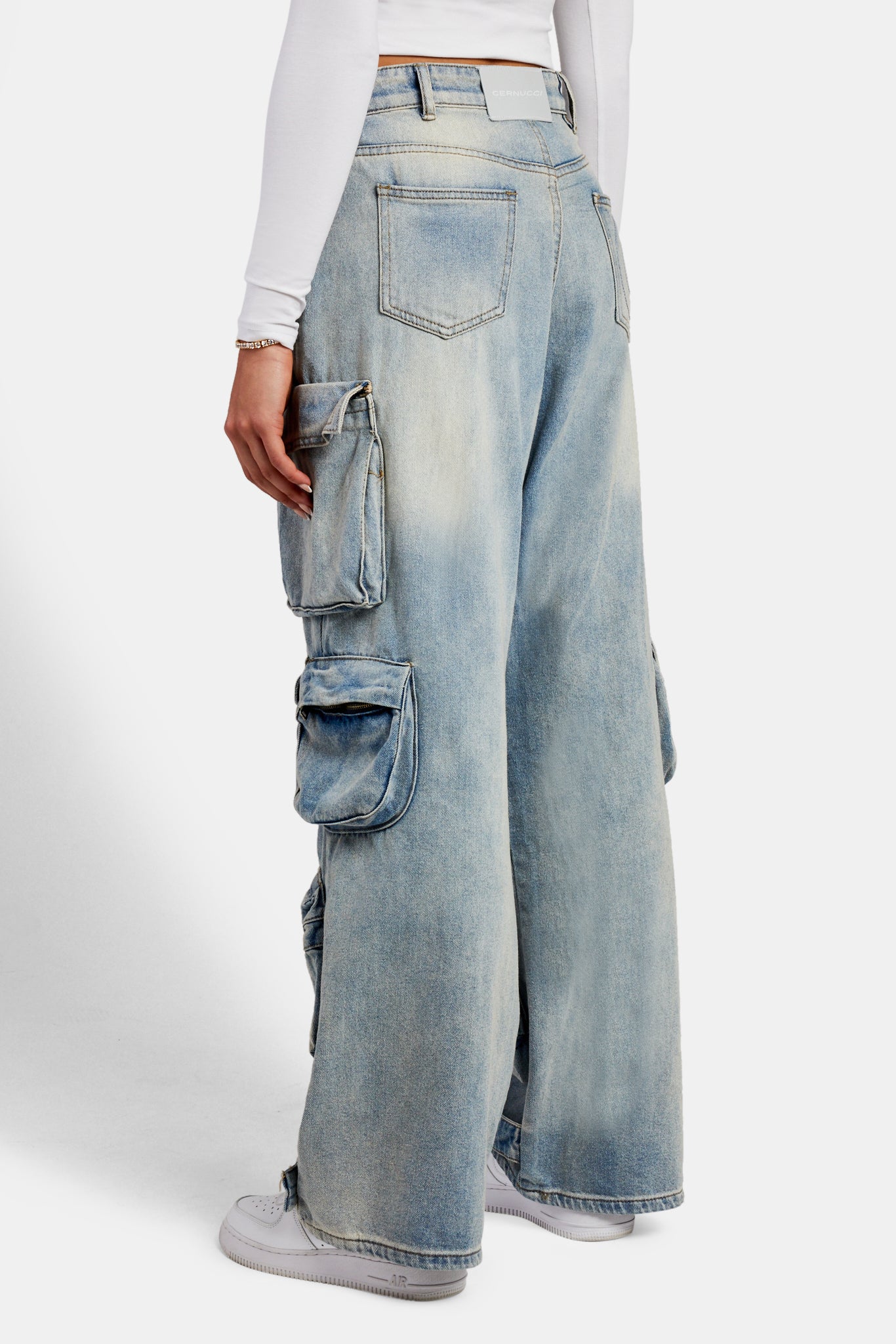 シ*ン様 Blue Jean Baggy Denim Cargo Pants - Men's Blue Cargo Jeans | boohooMAN UK