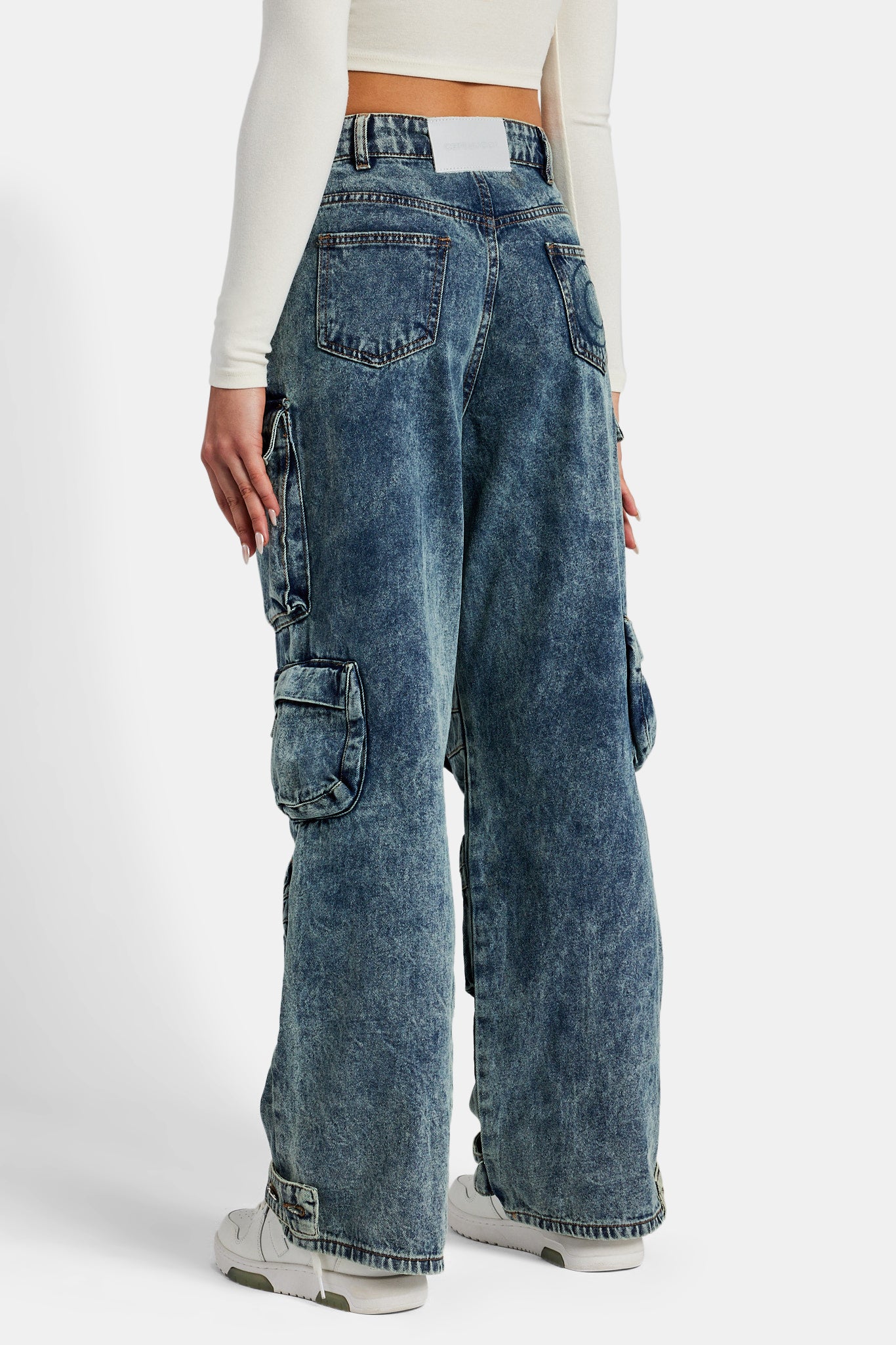 Baggy Cargo Jeans - Blue | Womens Denim | Shop Jeans at CERNUCCI