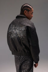 Rhinestone Studios PU Bomber Jacket