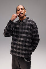 Strasskariertes Hemd – Schwarz