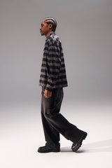 Strasskariertes Hemd – Schwarz