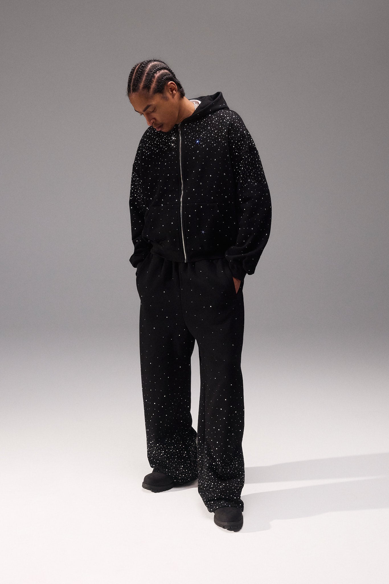 Men Rhinestone Track Suits Rhinestone Zip Through Tracksuit - Black | Mens Sets | Shop Tracksuits ...