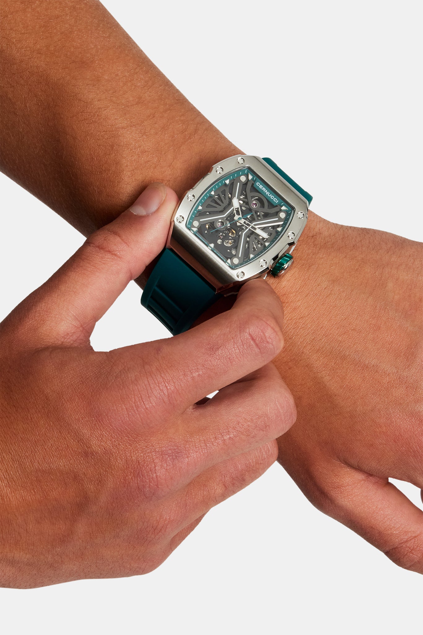 Skelettuhr mit Kautschukarmband - Grün