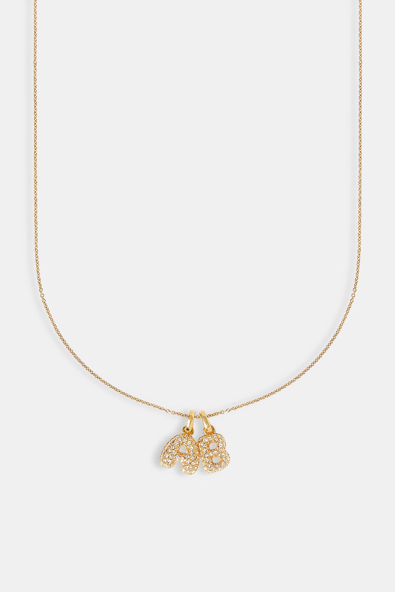 Iced Bubble Double Initial Necklace - Gold - 10mm