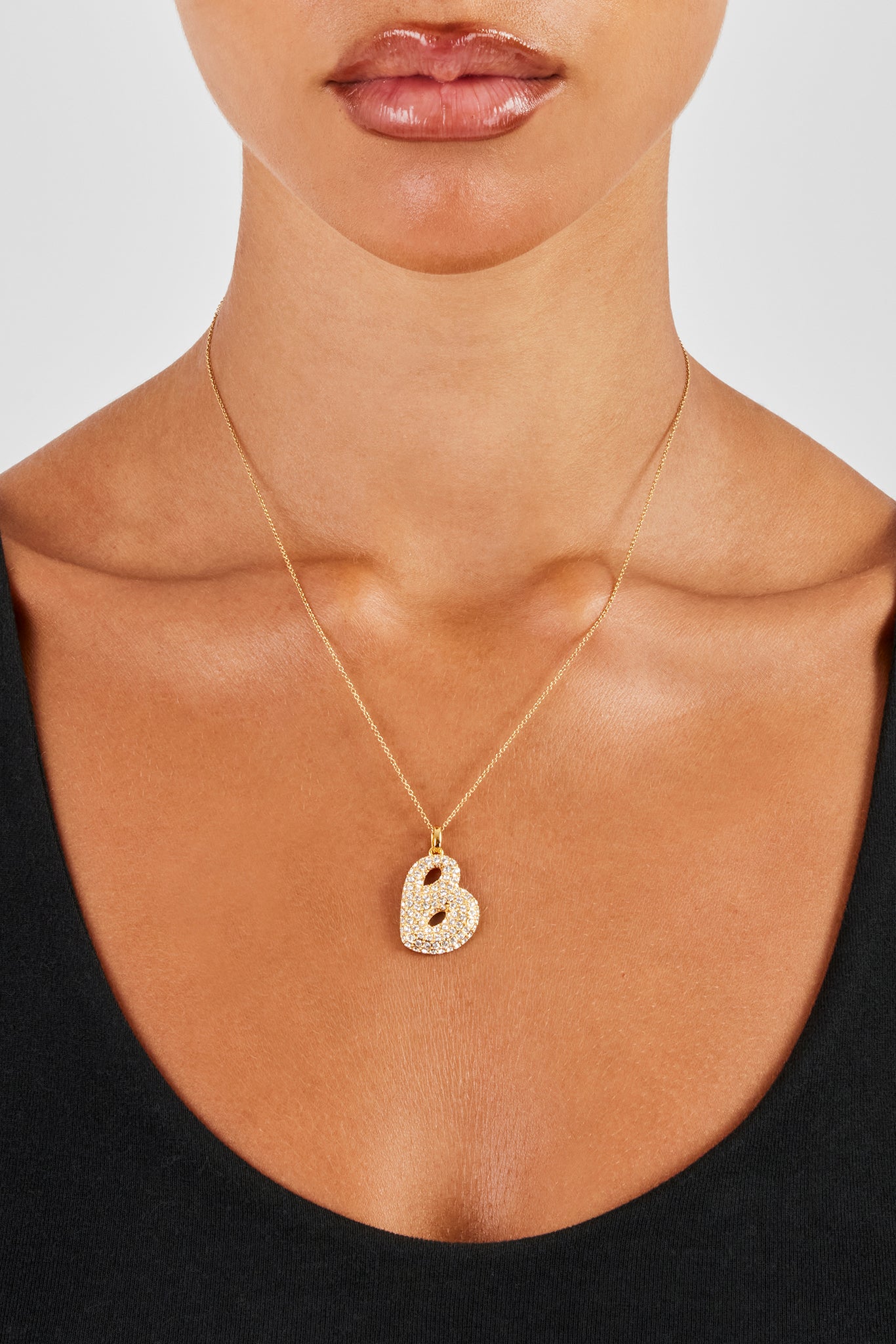 Iced Bubble Initial Necklace - Gold - 22mm