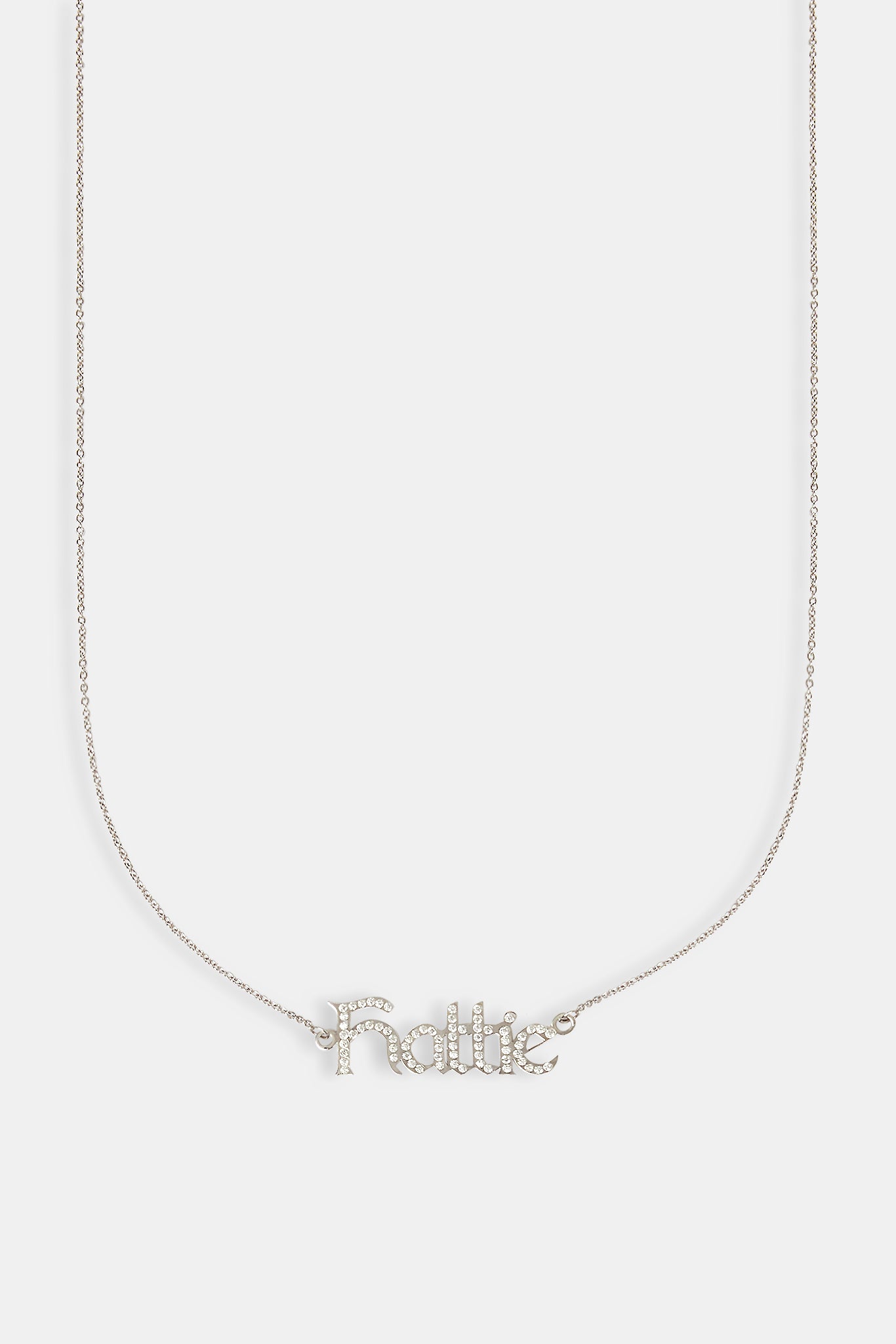 Iced Gothic Font Name Necklace - White - 10mm