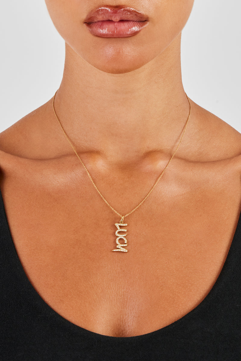 Iced Drop Name Necklace - Gold - 10mm