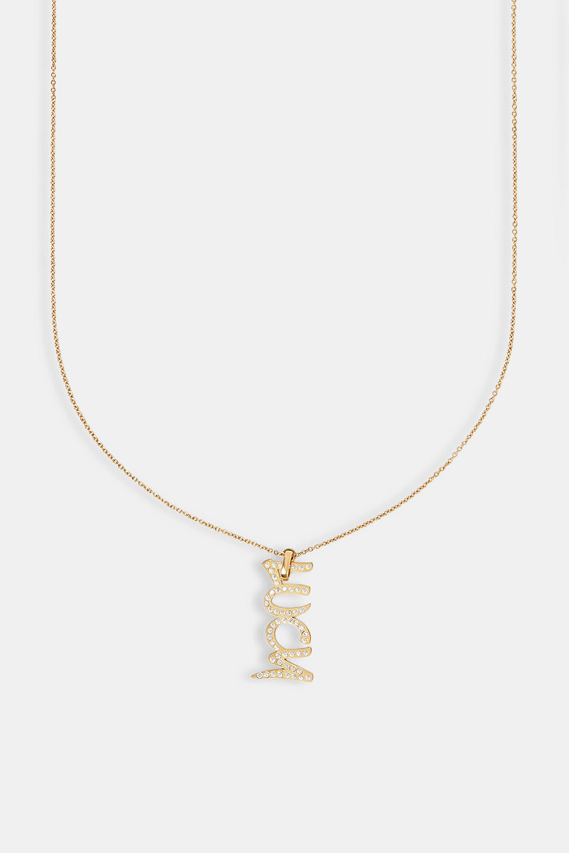 Iced Drop Name Necklace - Gold - 10mm