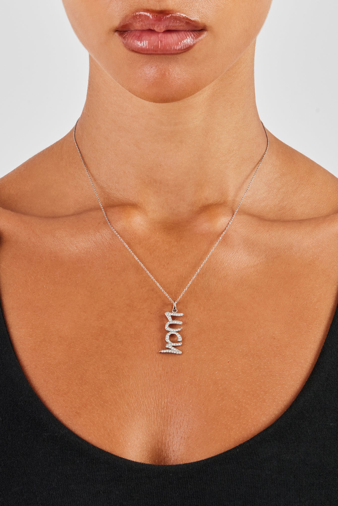 Iced Drop Name Necklace - White - 10mm