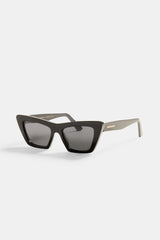 Square Cat Eye Acetate Frame Sunglasses - Black