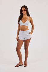 Check Print Triangle Bralet & Short - Baby Blue