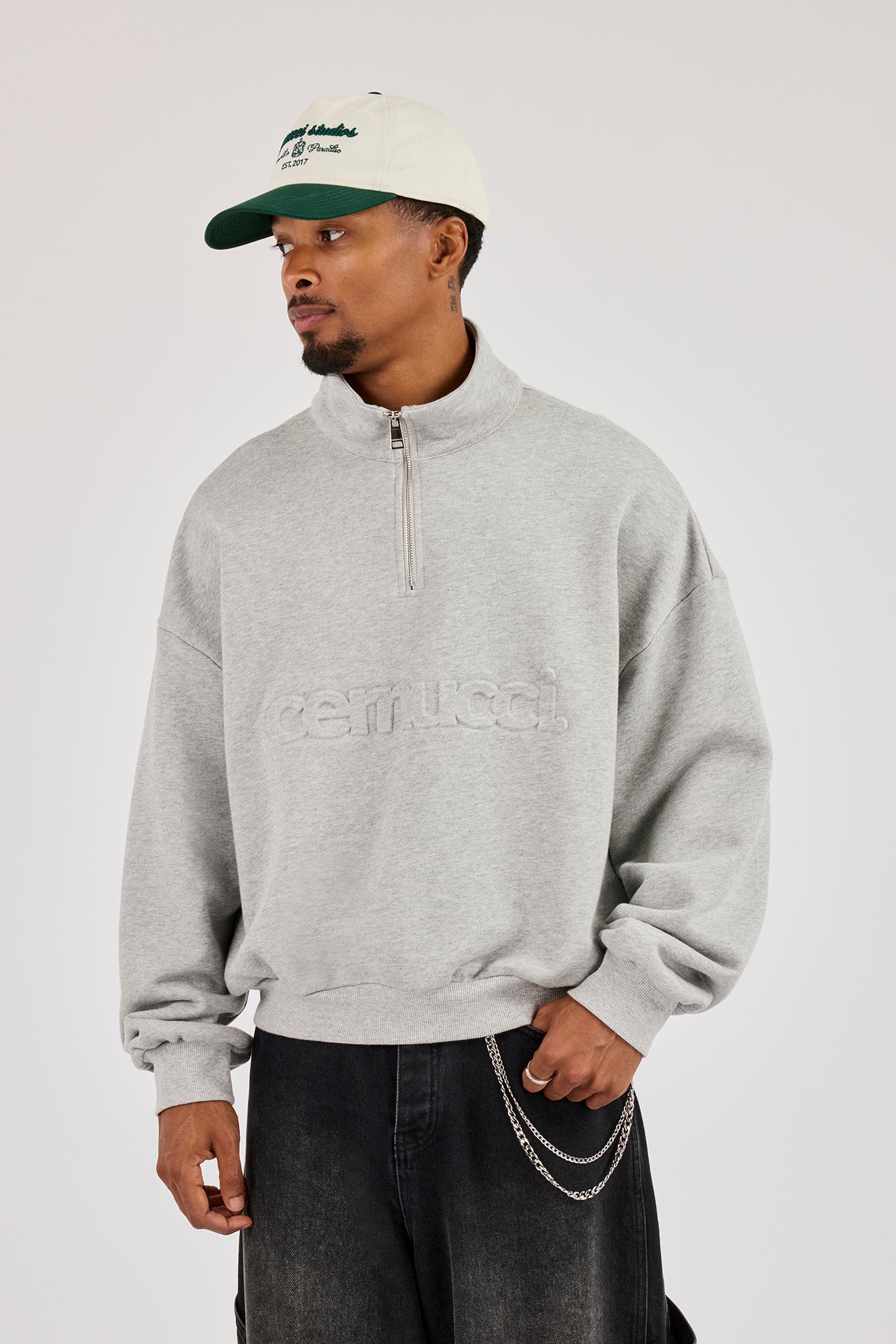 Logo Embossed Sweater - Grey Marl