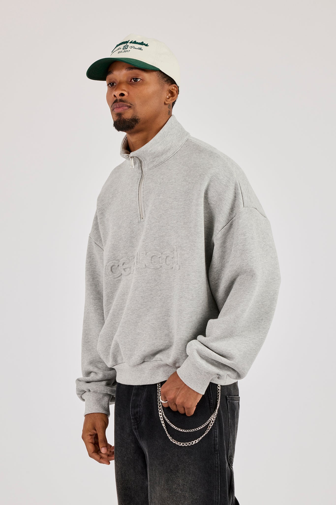 Logo Embossed Sweater - Grey Marl