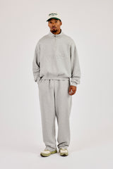 Logo Embossed Sweater & Relaxed Jogger - Grey Marl