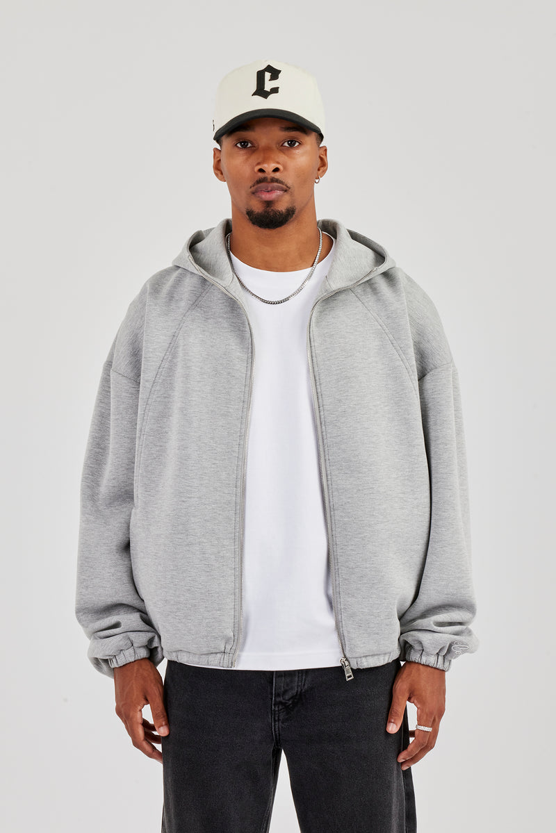 Zip Hooded Panelled Scuba Jacket