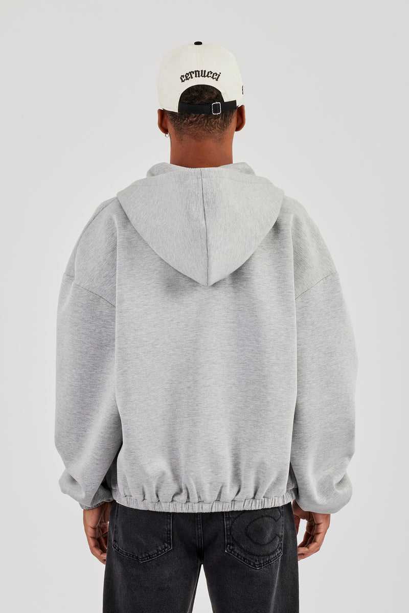 Zip Hooded Panelled Scuba Jacket