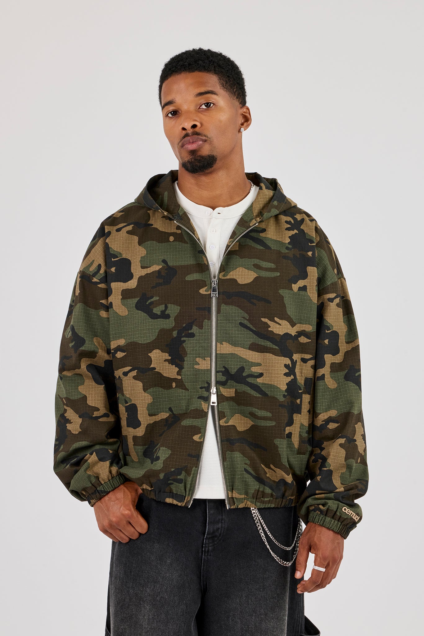 Camo Ripstop Zip Hooded Jacket - Camo
