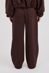 Wide Leg Poly Trouser - Chocolate