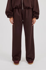 Wide Leg Poly Trouser - Chocolate