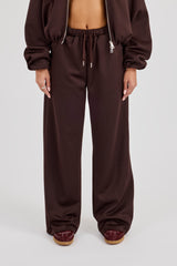 Wide Leg Poly Trouser - Chocolate