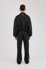 Taping Collared Bomber Jacket & Wide Leg Track Pant - Black