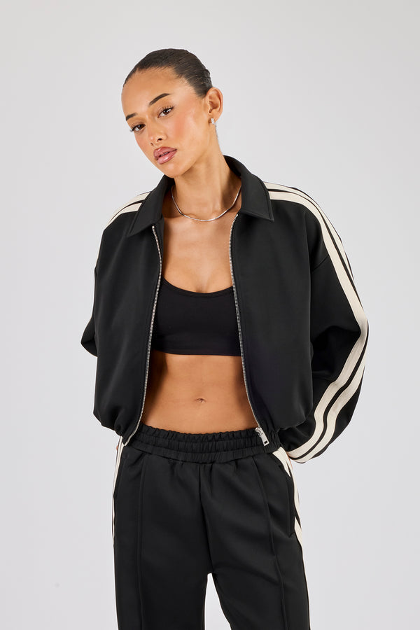 Taping Collared Bomber Jacket - Black